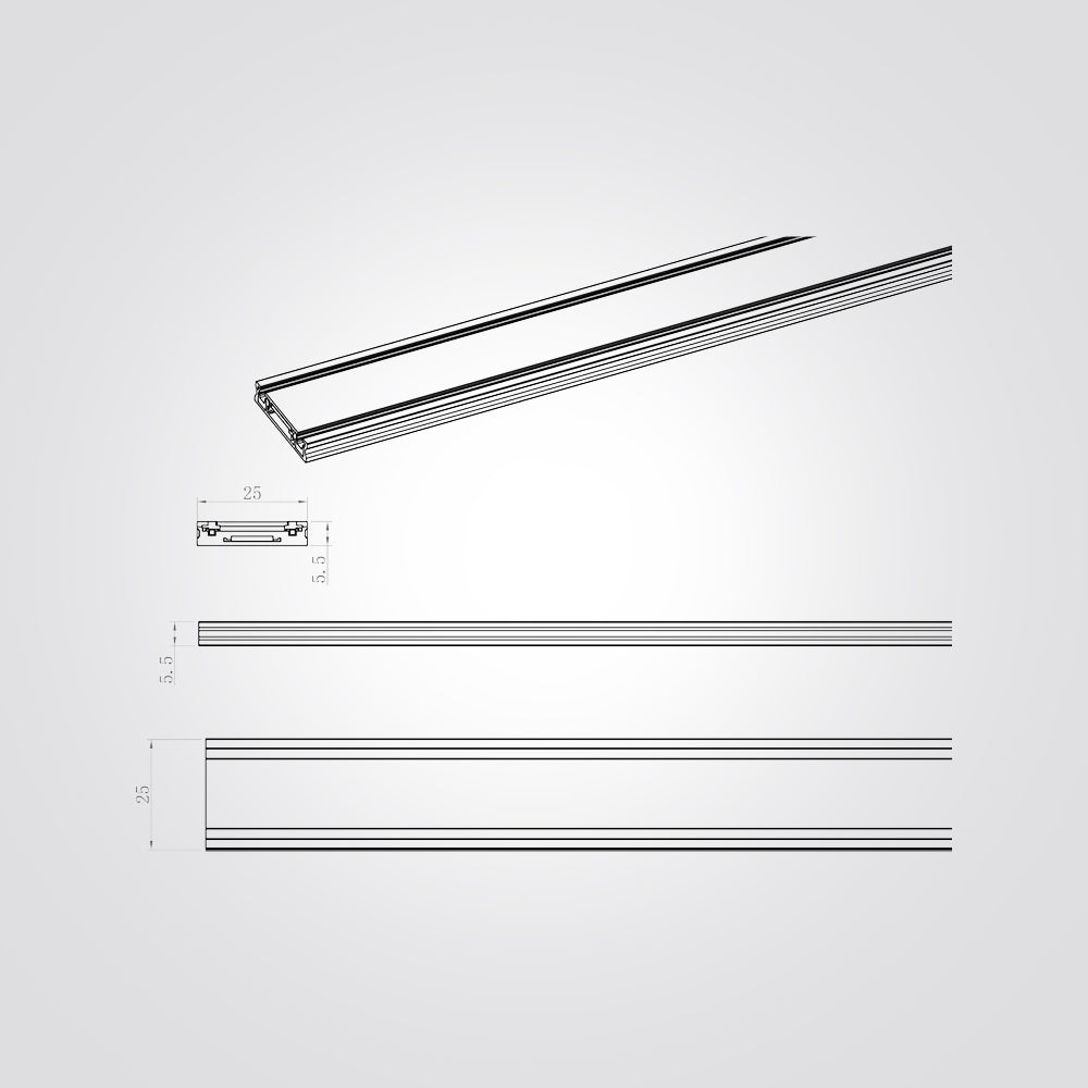 מסלול תאורה למערכת מגנטית48V| שחור| לבן