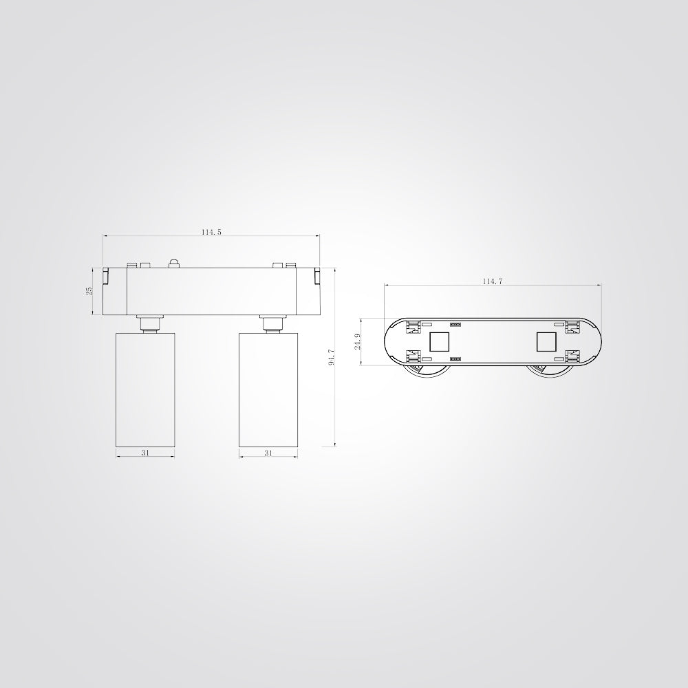 ספוט תאורה זוגי למערכת תאורה מגנטית 48V| 2X5W| שחור| לבן