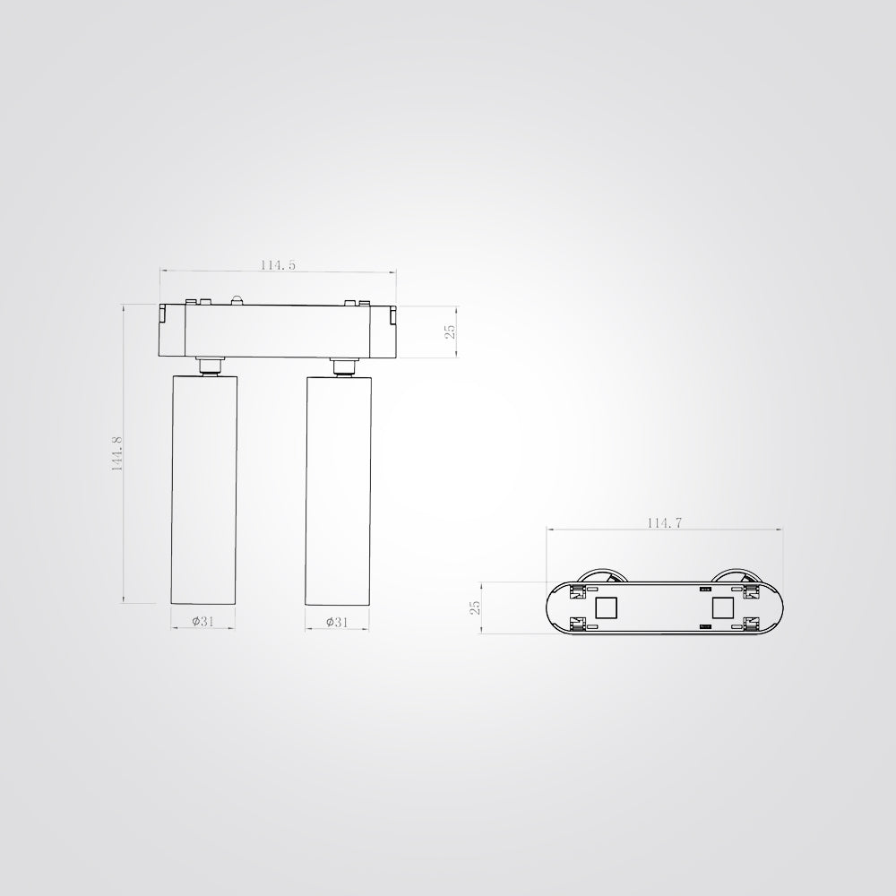 ספוט תאורה זוגי למערכת תאורה מגנטית 48V| 2X7W| שחור| לבן