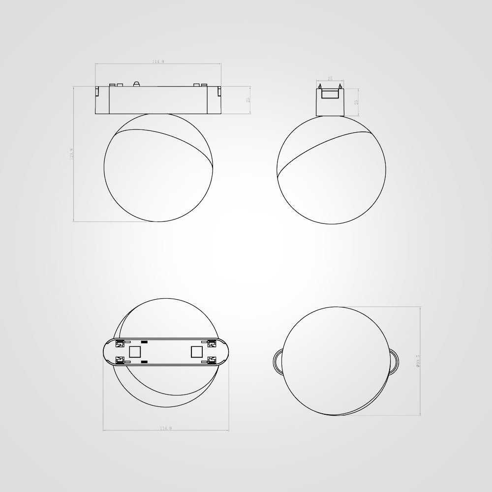 ספוט תאורה כדורי למערכת תאורה מגנטית 48V| 10W| שחור| לבן