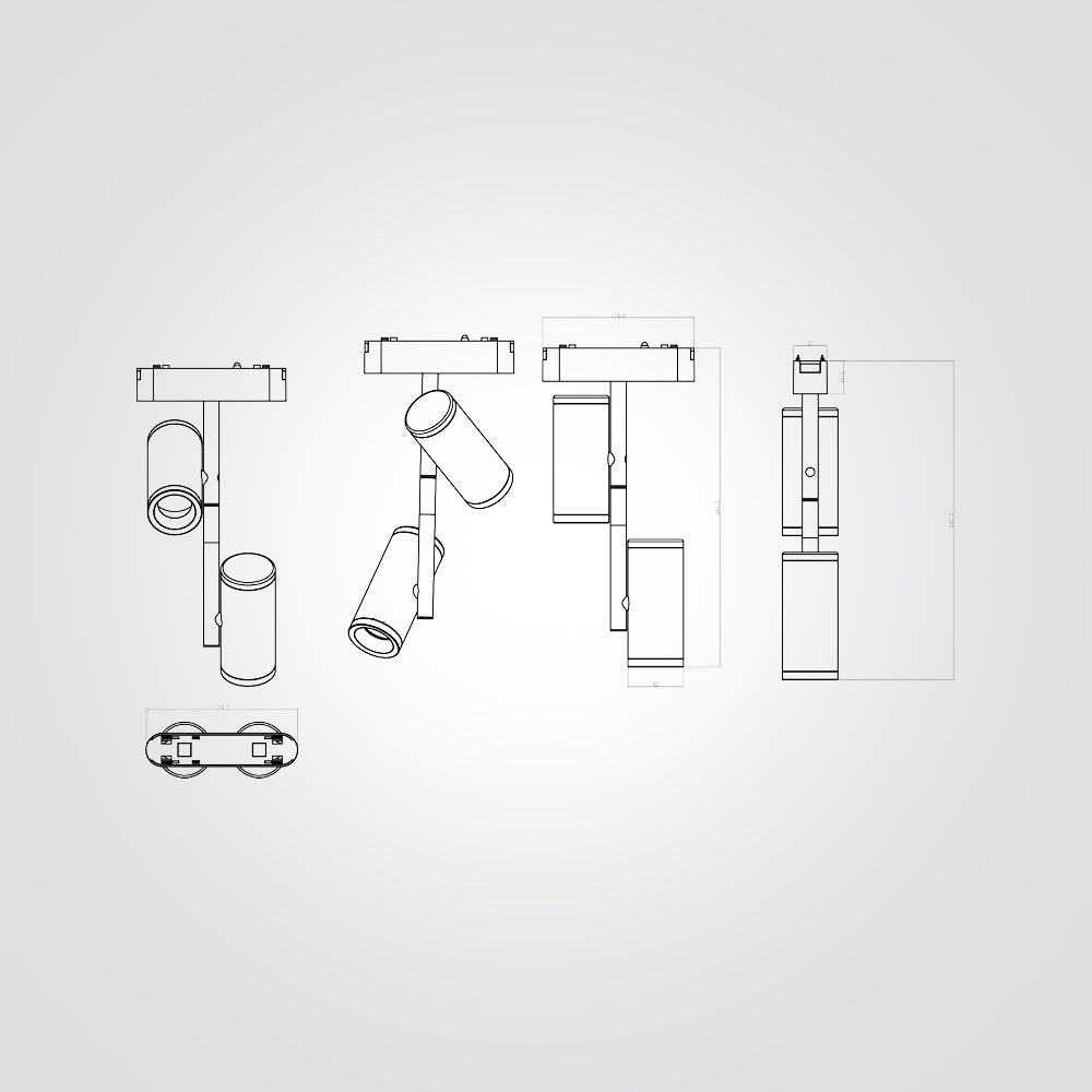 ספוט תאורה זוגי למערכת תאורה מגנטית 48V| 2X8W| שחור|לבן