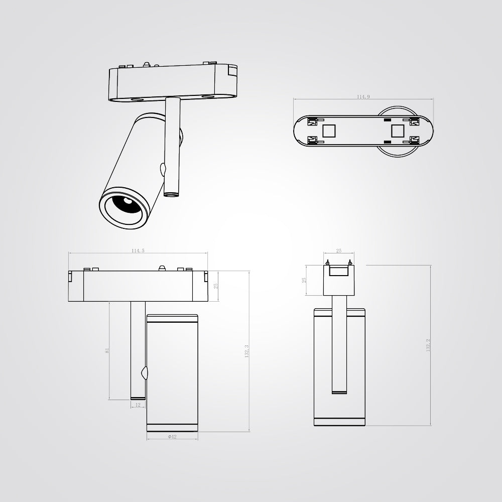 ספוט תאורה למערכת תאורה מגנטית 48V| 8W| שחור| לבן