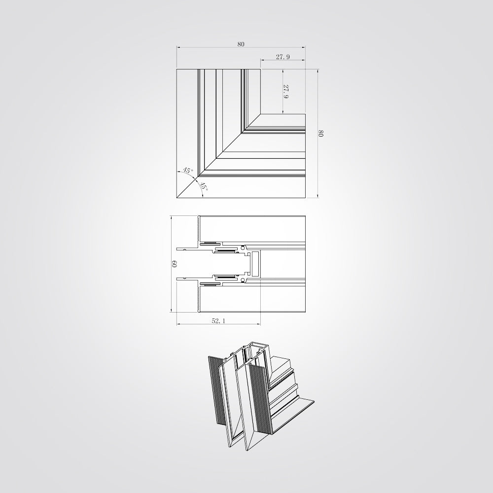 מחבר אנכי חיצוני L לפס צבירה מגנטי מתאים למערכת מגנטית לדימור דגם| A| B