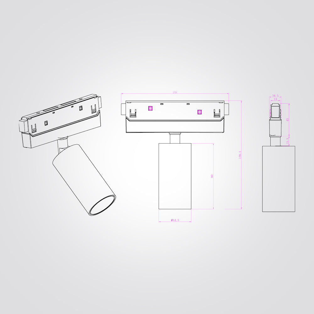 ספוט 12W לפס צבירה מגנט 48V| שחור| לבן| ניתן לדימור| CCT