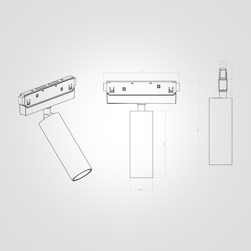 ספוט 15W לפס צבירה מגנט 48V| שחור| לבן| ניתן לדימור|CCT