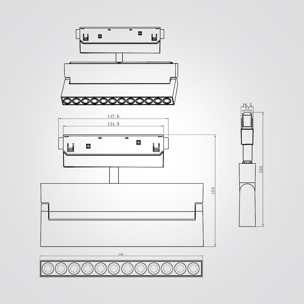 ספוט ספר עדשות מתכוונן לפס צבירה מגנט 12W 48V| שחור| לבן| ניתן לדימור| CCT