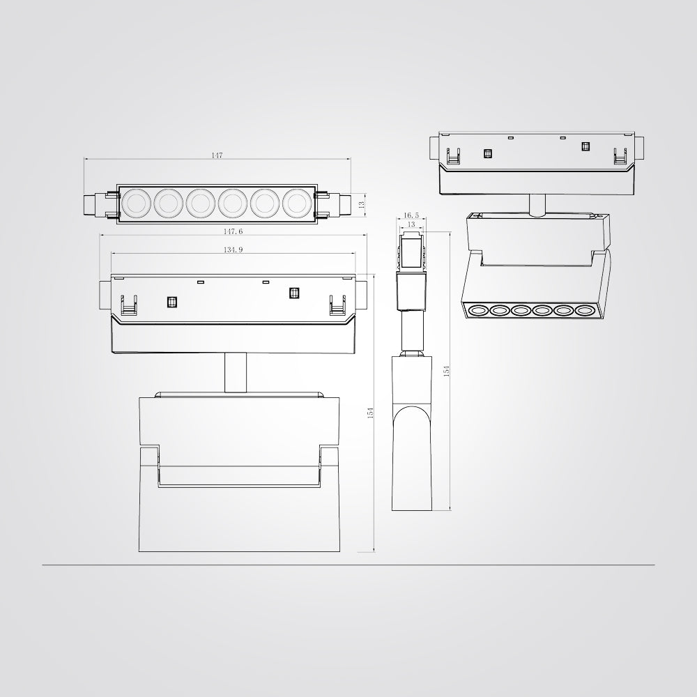 ספוט ספר עדשות מתכוונן לפס צבירה מגנט 6W 48V| שחור| לבן| ניתן לדימור| CCT