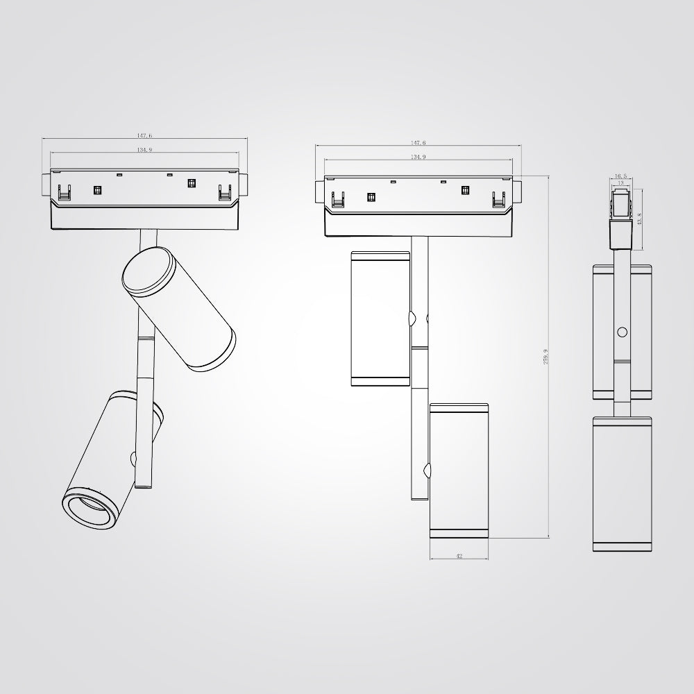 ספוט 2X8W לפס צבירה מגנט 48V| שחור| לבן| ניתן לדימור| CCT