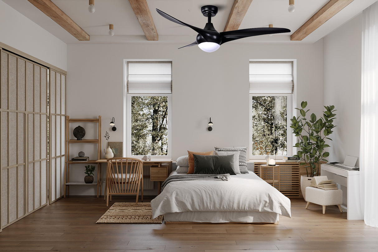 מאוורר תקרה לביא שחור 52" CCT+ שלט