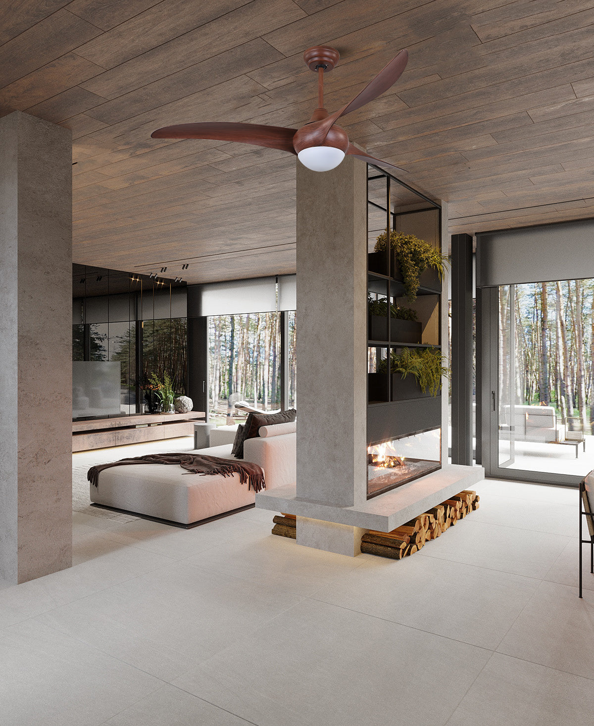 מאוורר תקרה לביא עץ 52" CCT+ שלט