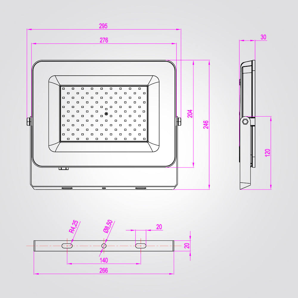 פרוז'קטור פנס הצפה LED 100W שחור| לבן