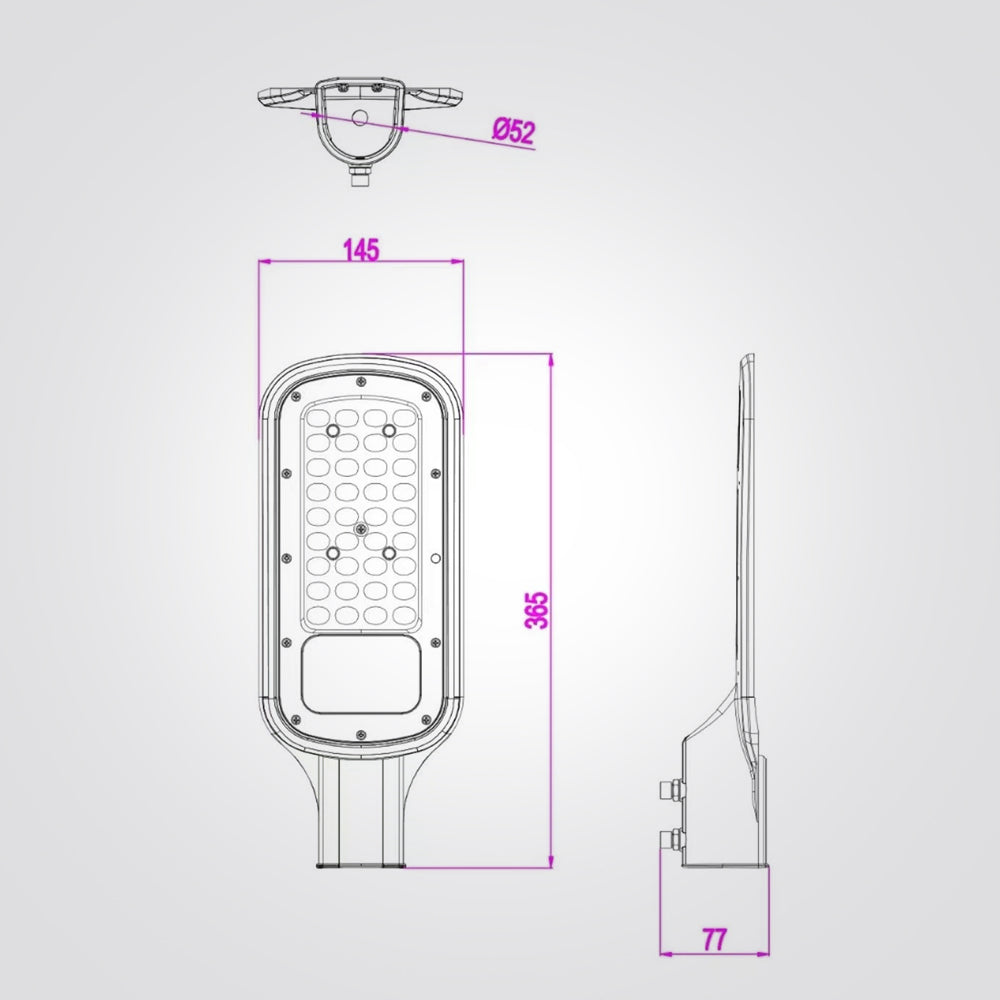 פנס רחוב אפור לעמוד100W|200W| 6500K|IP65