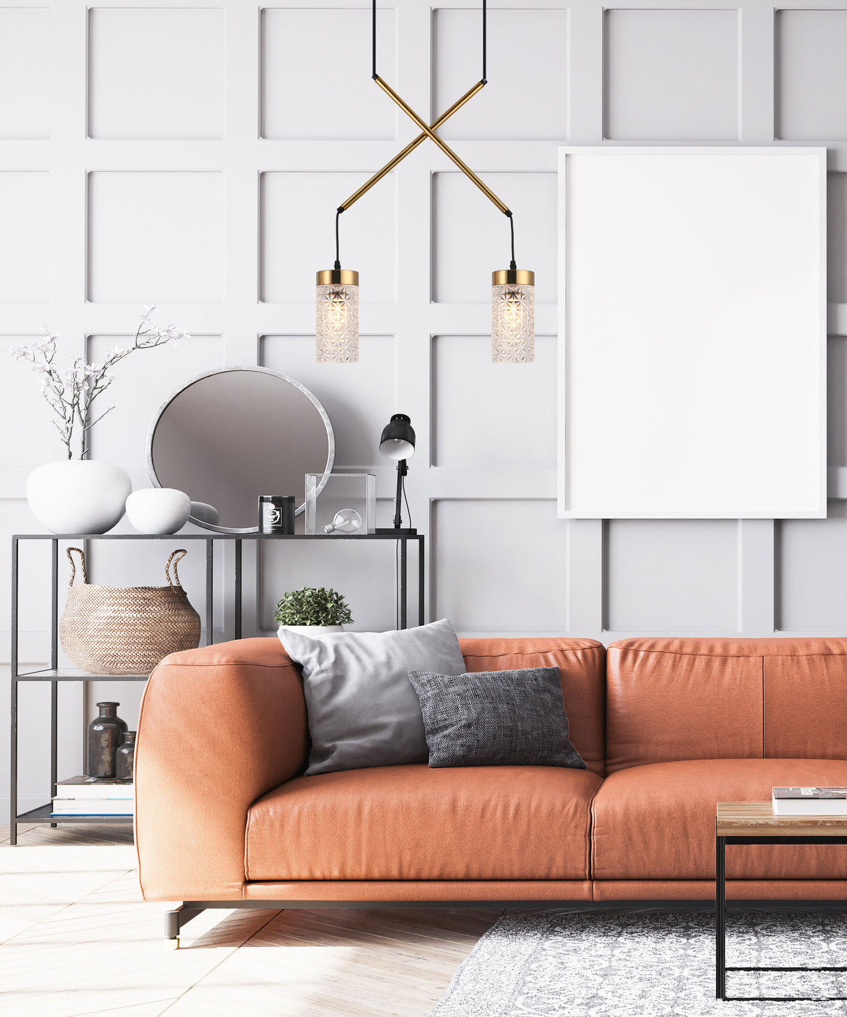 מנורת תליה ברכה זוגית שחור וזהב