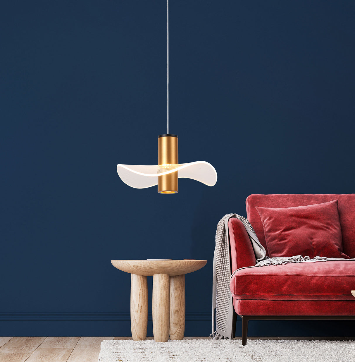 מנורת תליה רמית 7W לד בודד צבע זהב