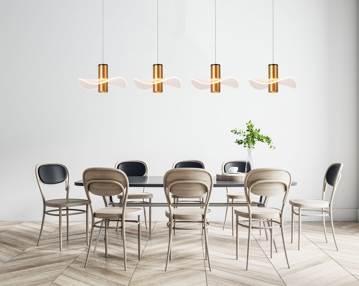 מנורת תליה רמית לד רביעייה צבע זהב