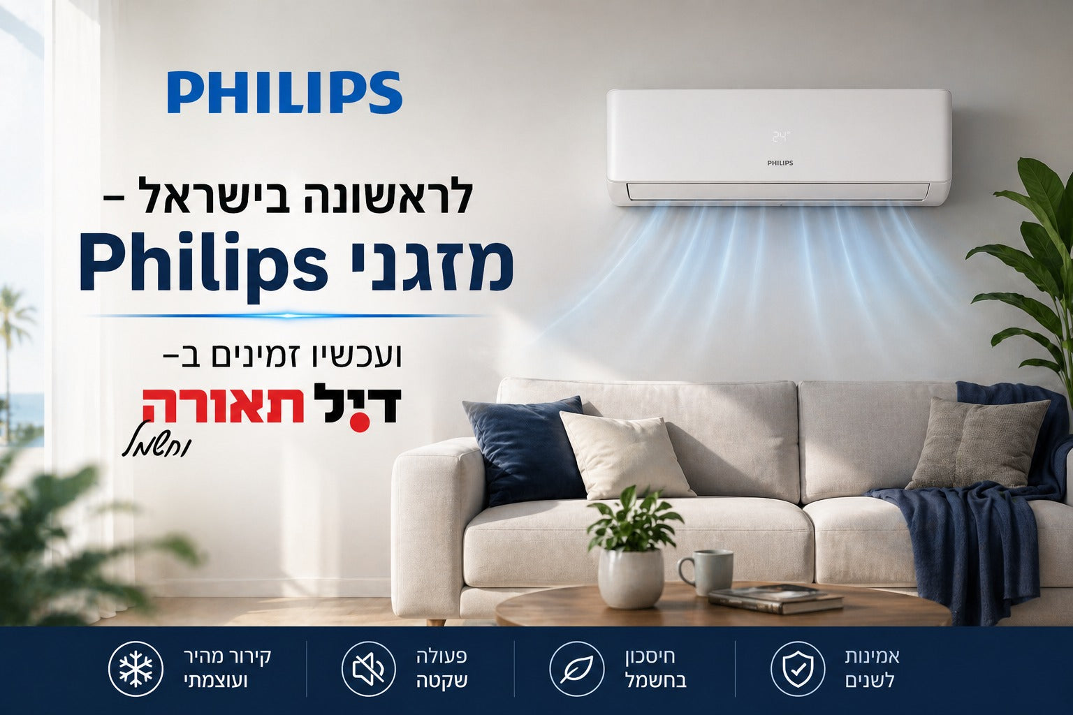 מזגני Philips – קירור חכם, שקט וחסכוני לבית המודרני