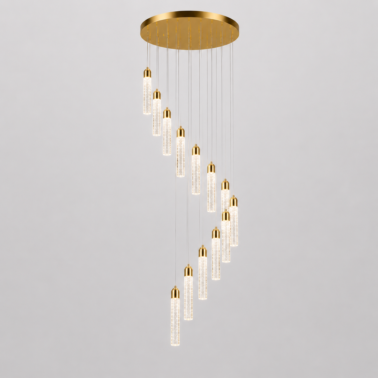 מנורת תלייה LED קריסטל | 15 ראשים | 45W | 3CCT | זהב  / שחור