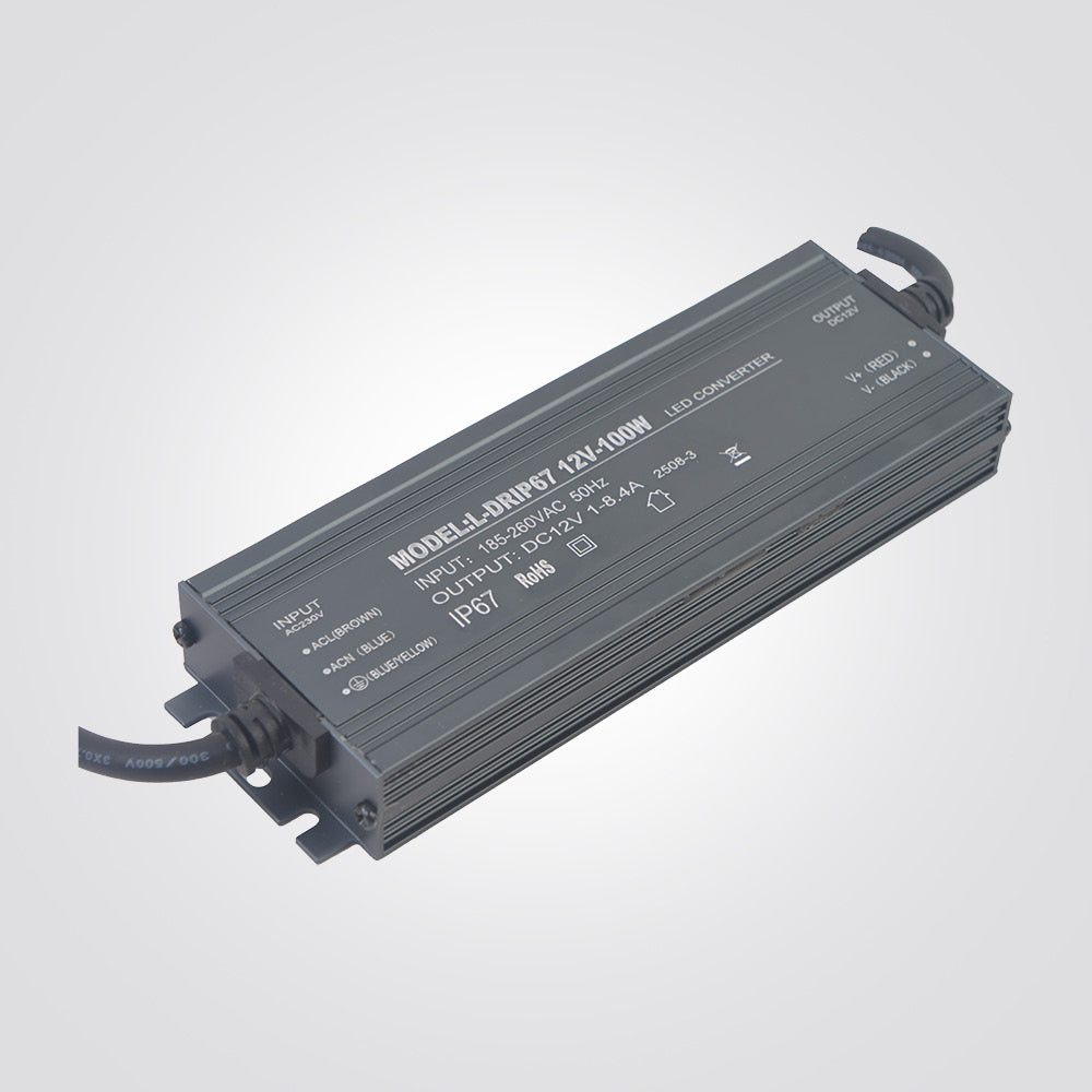 דרייבר סלים מוגן מים 12V | 8.3A | 100W | IP67