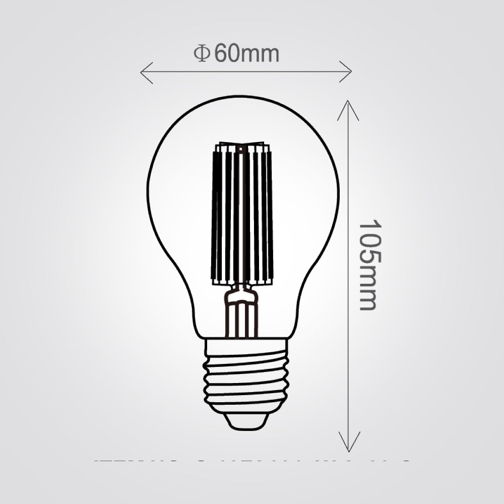 נורת לד פילמנט מתאים לעמעום A60 15W אמבר| שקוף| מתאים לעמעום