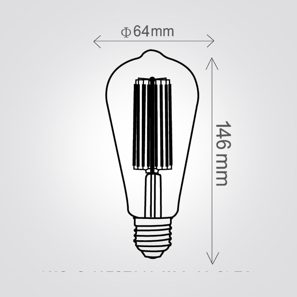 St64 Led Bulb Drawing.pdf נורת לד אגס פילמנט ST64 15W שקוף | אמבר – דיל תאורה וחשמל