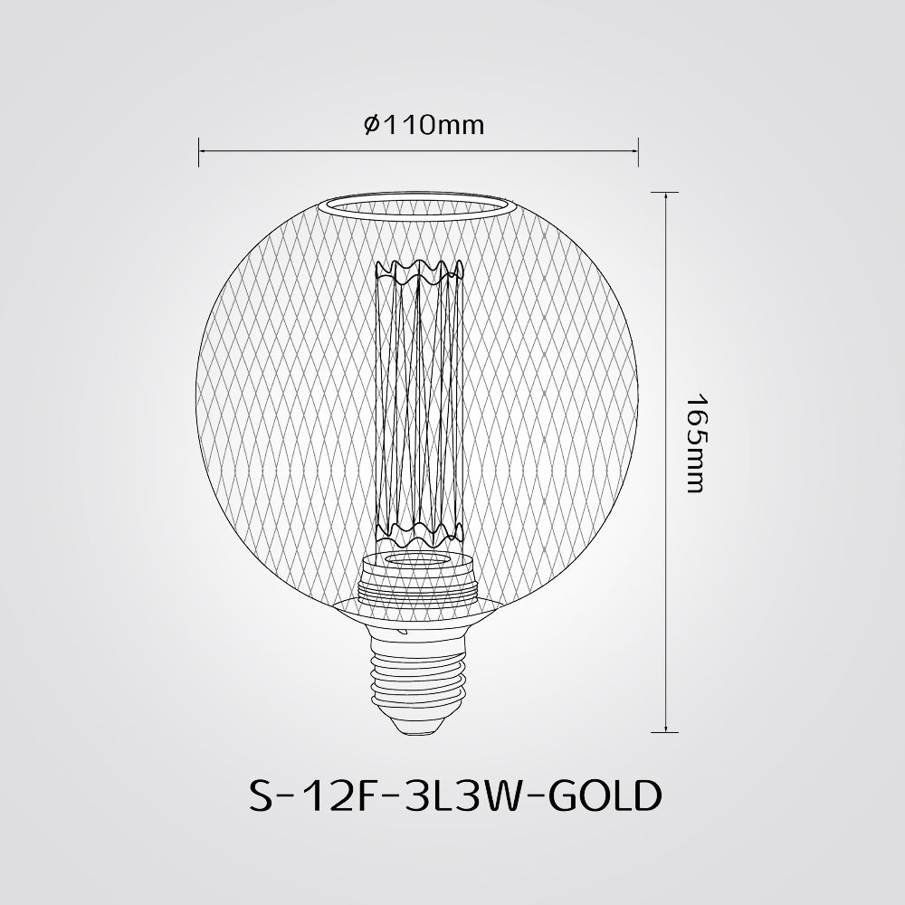 נורת LED דקורטיבית – רשת זהב | 160×110 מ"מ