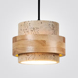 מנורת תלייה אורה – טרוונטין טבעי ועץ טבעי | דגם A-LW