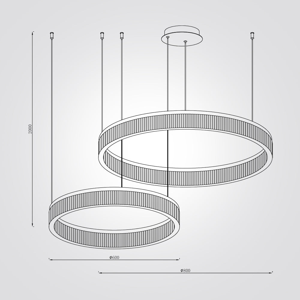 מנורת תלייה LED מילאנו | ‎100W | CCT | זהב פליז | ‎60+80 ס״מ
