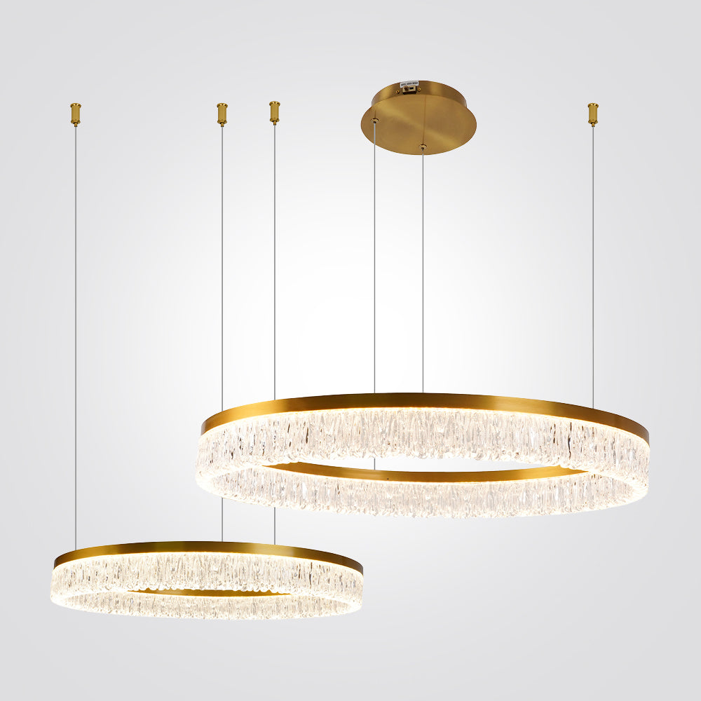 מנורת תלייה LED מילאנו | ‎100W | CCT | זהב פליז | ‎60+80 ס״מ