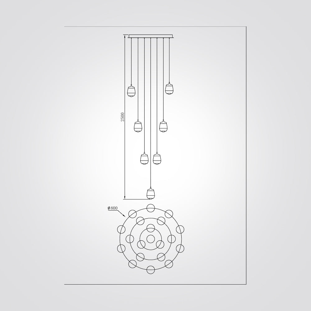 מנורת תליה 20 קנים LED | שחור פנינה | 120W | ‏3000K