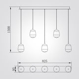 מנורת תליה חמישייה LED | שחור פנינה | 30W | ‏3000K
