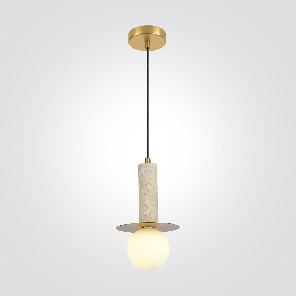 מנורת תלייה אלבה– טרוונטין טבעי וזכוכית | דגם A