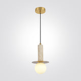 מנורת תלייה אלבה– טרוונטין טבעי וזכוכית | דגם A