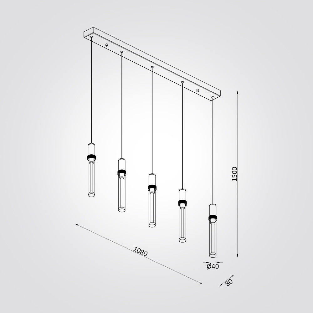 מנורת תלייה LED וושינגטון חמישייה | שחור / זהב