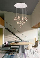 מנורת תלייה LED – ברוקלין | 16 ראשים | זהב + לבן מט | 3000K