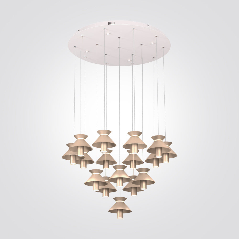 מנורת תלייה LED – ברוקלין | 16 ראשים | זהב + לבן מט | 3000K