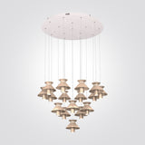 מנורת תלייה LED – ברוקלין | 16 ראשים | זהב + לבן מט | 3000K