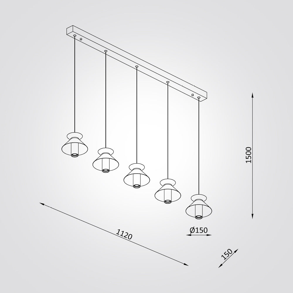 מנורת תלייה LED – ברוקלין | חמישייה| זהב + לבן מט | 3000K