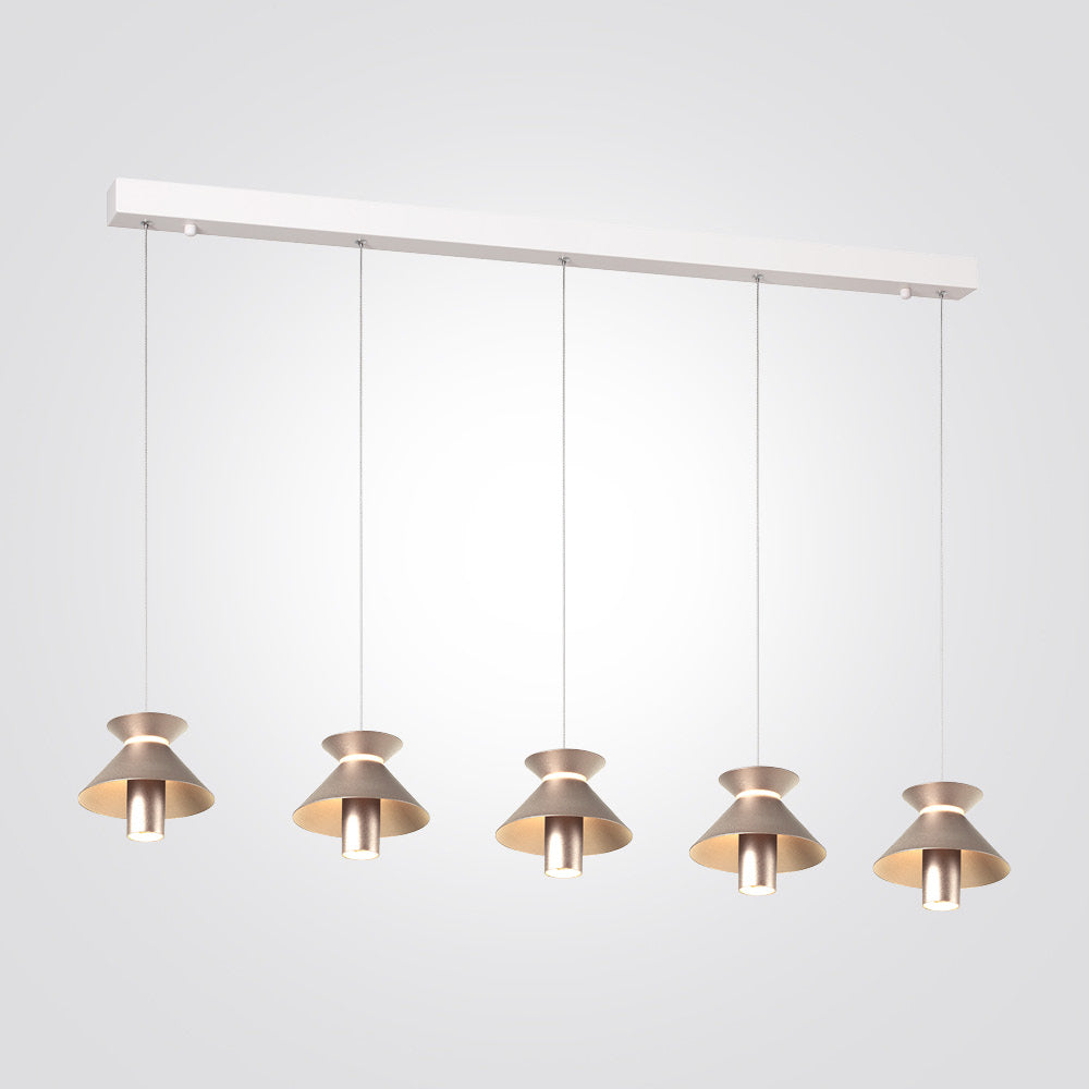 מנורת תלייה LED – ברוקלין | חמישייה| זהב + לבן מט | 3000K