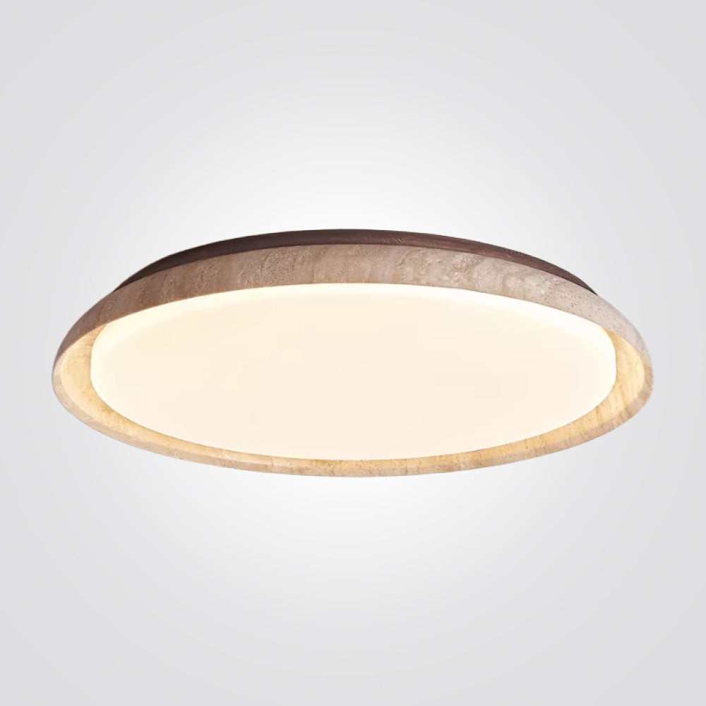 מנורת תקרה קרמה – טרוונטין טבעי | LED | קוטר 40 ס״מ