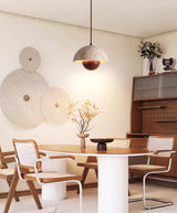 מנורת תלייה רוקה – אבן טרוונטין טבעית בשילוב עץ כהה| LED