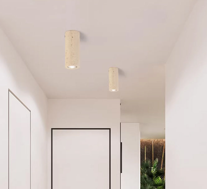 מנורת תקרה צילינדר  נובה – טרוונטין טבעי | GU10