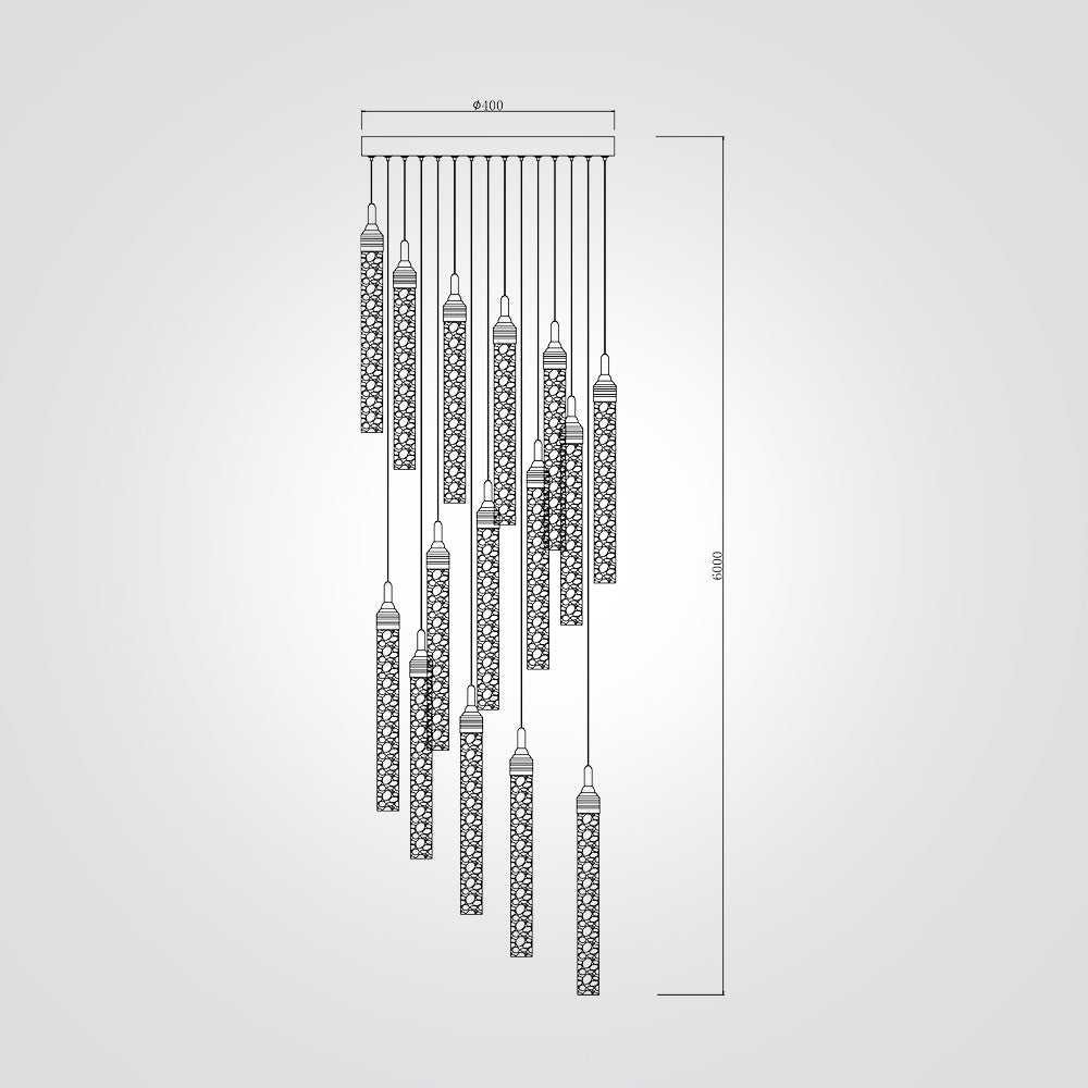 מנורת תלייה LED קריסטל | 15 ראשים | 45W | 3CCT | זהב  / שחור