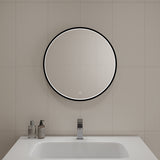 מראת LED עגולה 80 ס״מ עם מסגרת אלומיניום שחורה + מפשיר אדים (Anti-fog)