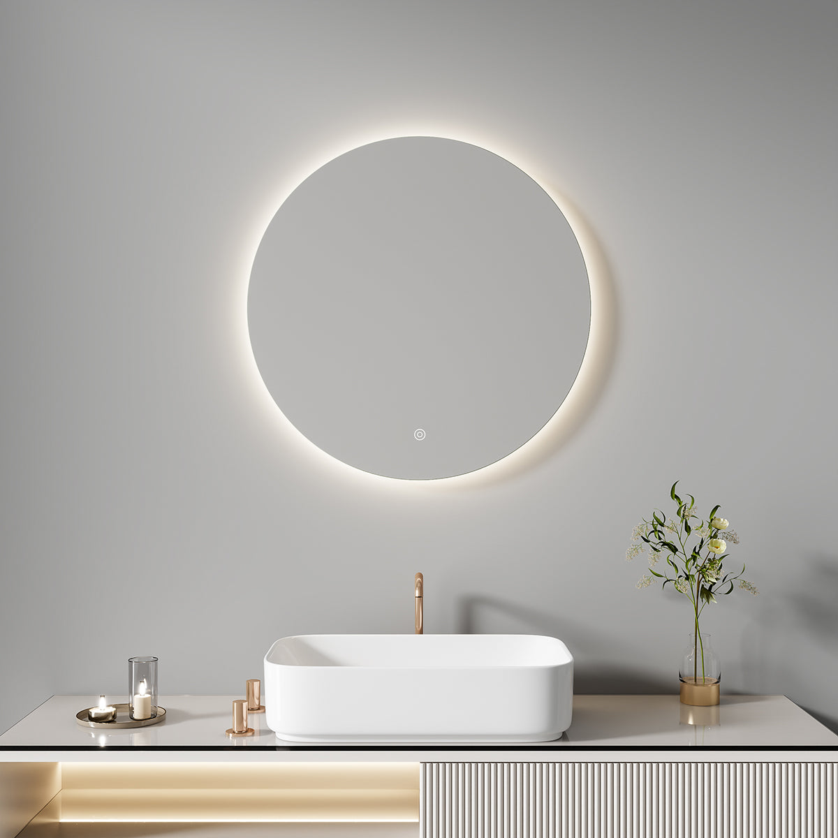 מראת LED עגולה 60 ס״מ | 80 ס"מ עם מפשיר אדים