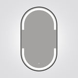 מראת LED אובלית 70×40 ס״מ עם מסגרת אלומיניום ומפשיר אדים – שחור / זהב