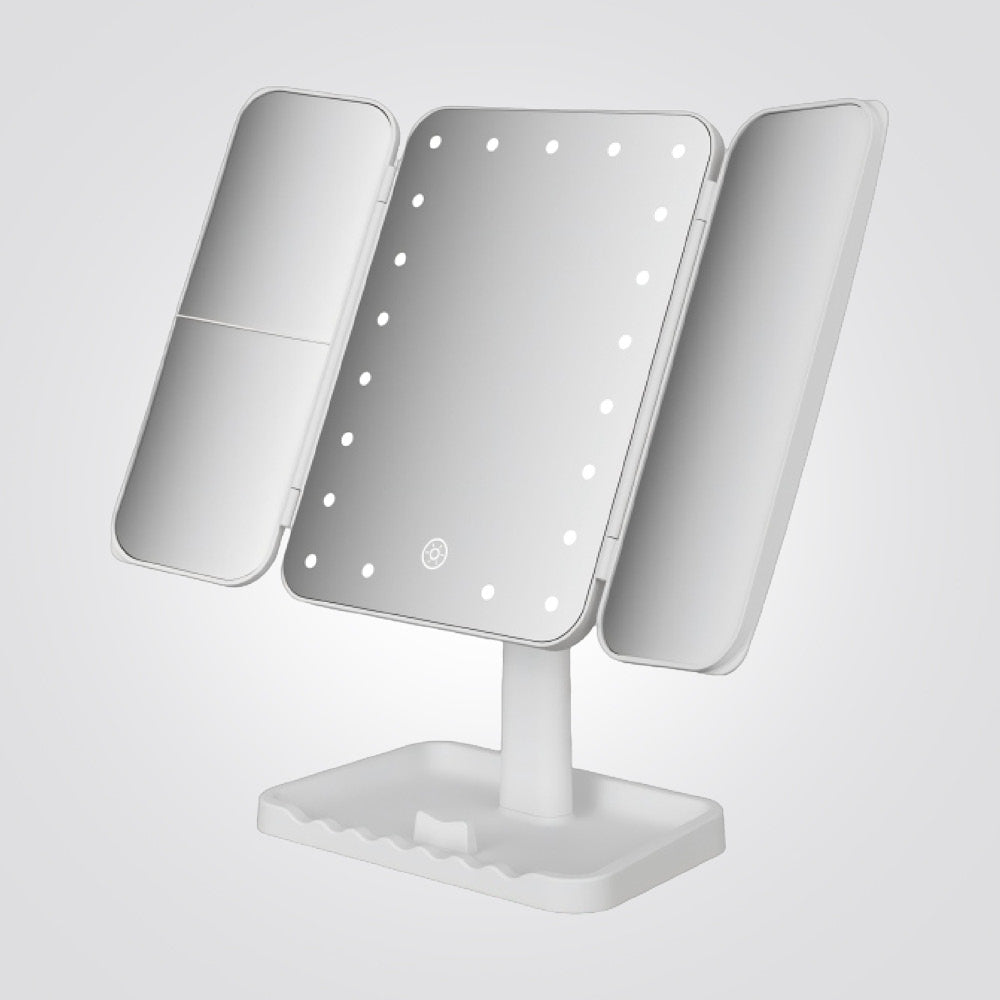 מראת איפור LED מתקפלת  70 × 40 ס״מ עם תיבת אחסון