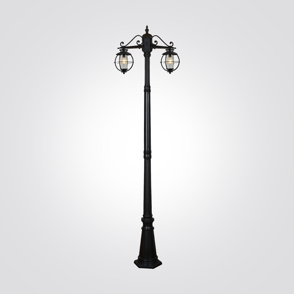 עמוד תאורה חוץ לגינה זוגי שחור- דגם  אלכס  גובה 200 ס"מ | E27 | IP44