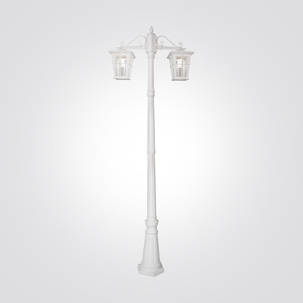 עמוד תאורה חוץ לגינה שלישייה לבן- דגם רום גובה 200 ס"מ | E27 | IP44