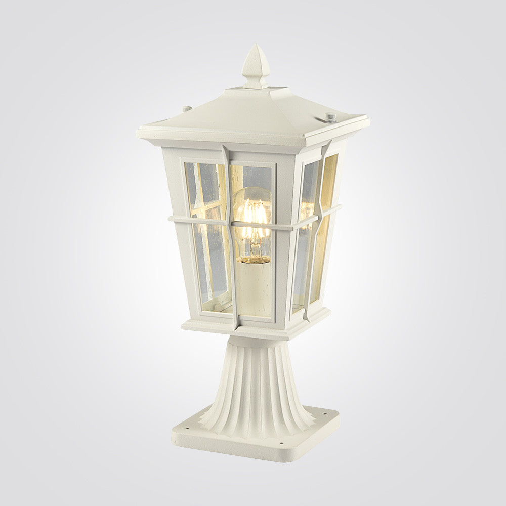 עמוד תאורה חוץ לגינה מעקה לבן- דגם רום | E27  IP44