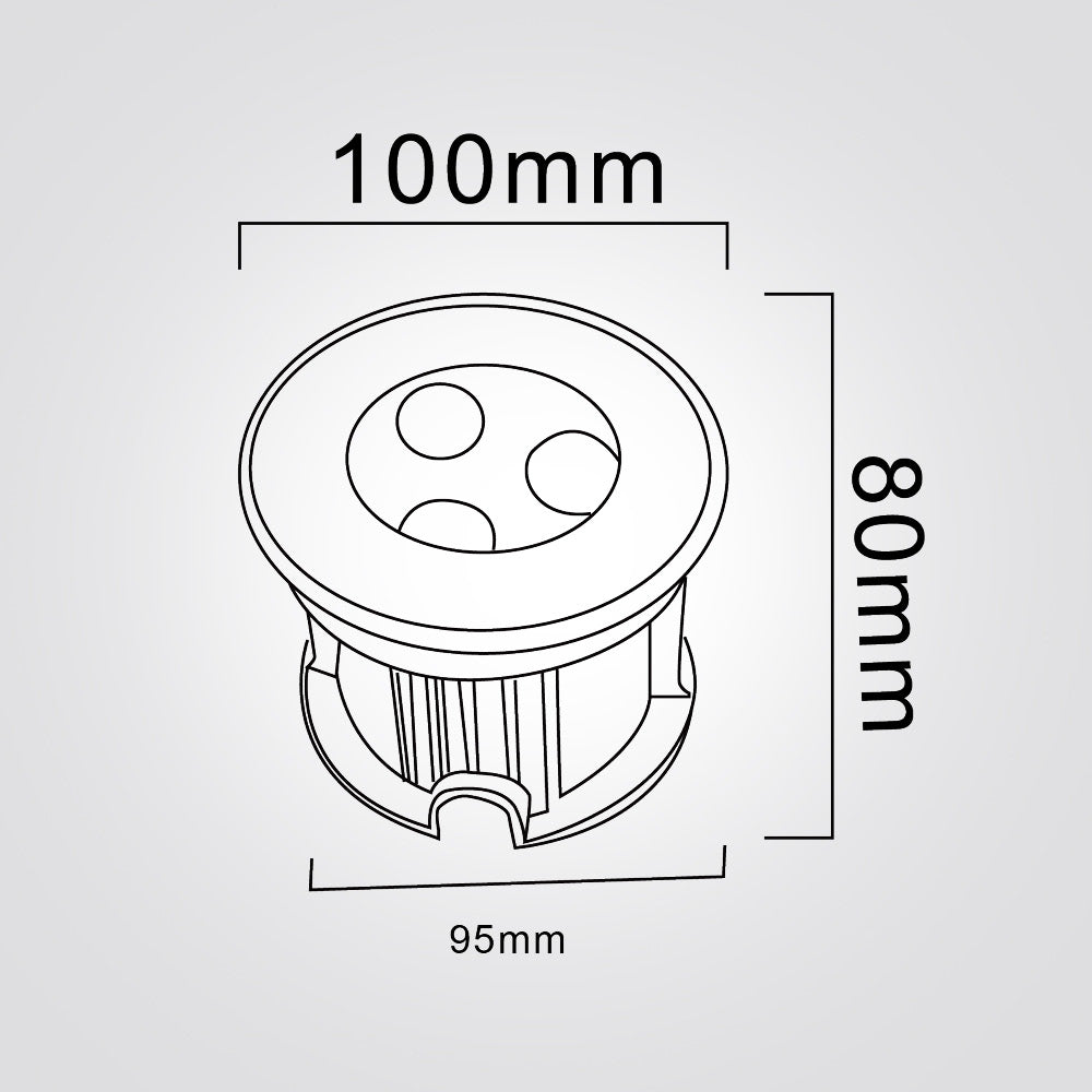 שקוע רצפה לד עגול 3W| 12V|IP65